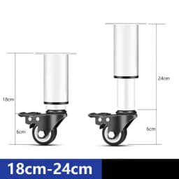 2Pcs Metal Adjustable Furniture Legs with 1.5 inch Swivel Caster Wheels for Cabinet/Sofa/Bed/Dresser/Couch/Coffee Table