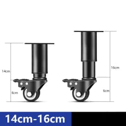 2Pcs Metal Adjustable Furniture Legs with 1.5 inch Swivel Caster Wheels for Cabinet/Sofa/Bed/Dresser/Couch/Coffee Table