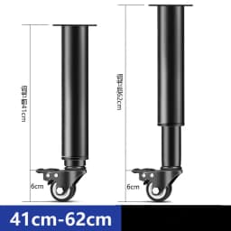 2Pcs Metal Adjustable Furniture Legs with 1.5 inch Swivel Caster Wheels for Cabinet/Sofa/Bed/Dresser/Couch/Coffee Table