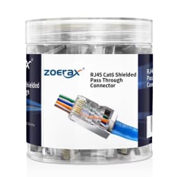 ZoeRax 100pcs Shielded RJ45 CAT5 CAT6 Pass Through Connectors -Modular Plugs Gold Plated 3 Prong 8P8C Ethernet Ends 1.1mm