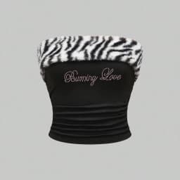 New Rhinestone Leopard Print Crop Top Slim Fit sexy Hot Girl Y2K Fringed Fashionable Strapless Vest