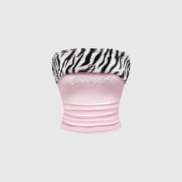 New Rhinestone Leopard Print Crop Top Slim Fit sexy Hot Girl Y2K Fringed Fashionable Strapless Vest