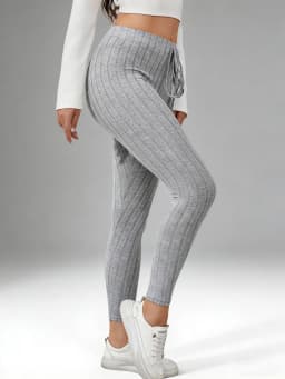Women's Spring Casual Every Day Stretchy Leggings Solid Color Sports Pants with Elastic Waist Comfortable Stylish Casual Wear