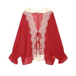 TFMLN Women Lace Patchwork Lantern Long Sleeve Shirt Top Tie-up Loose Sheer Blouse Elegant Irregular High Street Fashion Lady