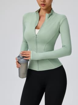 Fitness Wear Long-Sleeved Female Internet Celebrity Slimming Stand-Up Collar Sports Jacket Training Clothes Slimming Running