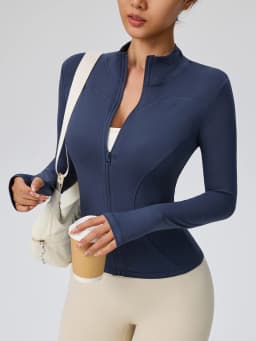Fitness Wear Long-Sleeved Female Internet Celebrity Slimming Stand-Up Collar Sports Jacket Training Clothes Slimming Running