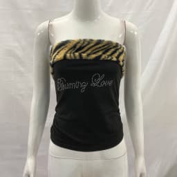Women's Sexy Slim Fit Y2K Leopard Print Vest Strapless Top Short Style Navel Exposed Casual Summer Fashion Letter Hot Drilling