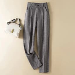 Woolen Herringbone Harem Pencil High Waist Korean Fashion Women's Pants Casual Office Lady Trousers Thick Suit Pants For Women