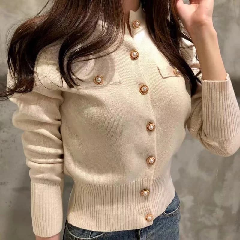 2026 Autumn Long Sleeve Fashion Women Cardigans Sweater Knitted Coat Short Casual Single Breasted Korean Slim Chic Ladies Tops