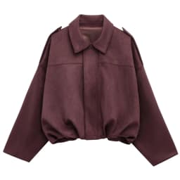HXAO Women's Bomber Jacket Lapel Long Sleeve Zipper Suede Jacket Women 2025 High Street Cropped Racing Jackets Coats Outerwears
