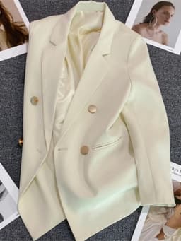 Women Suit Blazer Elegant Coat 2025 Spring Autumn Fashion Korean Blazer Luxury Double Breasted Jacket Solid Ladies Tops Clothes