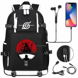 Akatsuki Itachi Sharingan Naruto School Backpack For Girls Boys Black Anime Backpack Schoolbag Capacity Mochilas For Teens Gift