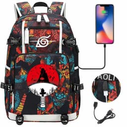 Akatsuki Itachi Sharingan Naruto School Backpack For Girls Boys Black Anime Backpack Schoolbag Capacity Mochilas For Teens Gift