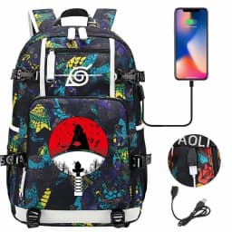 Akatsuki Itachi Sharingan Naruto School Backpack For Girls Boys Black Anime Backpack Schoolbag Capacity Mochilas For Teens Gift