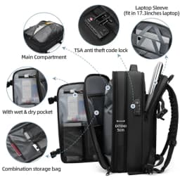Men Travel Backpack Vacuum Compression Laptop Backpack 17 inch Extended Large Capacity School Backpack Hiking Business Backpack