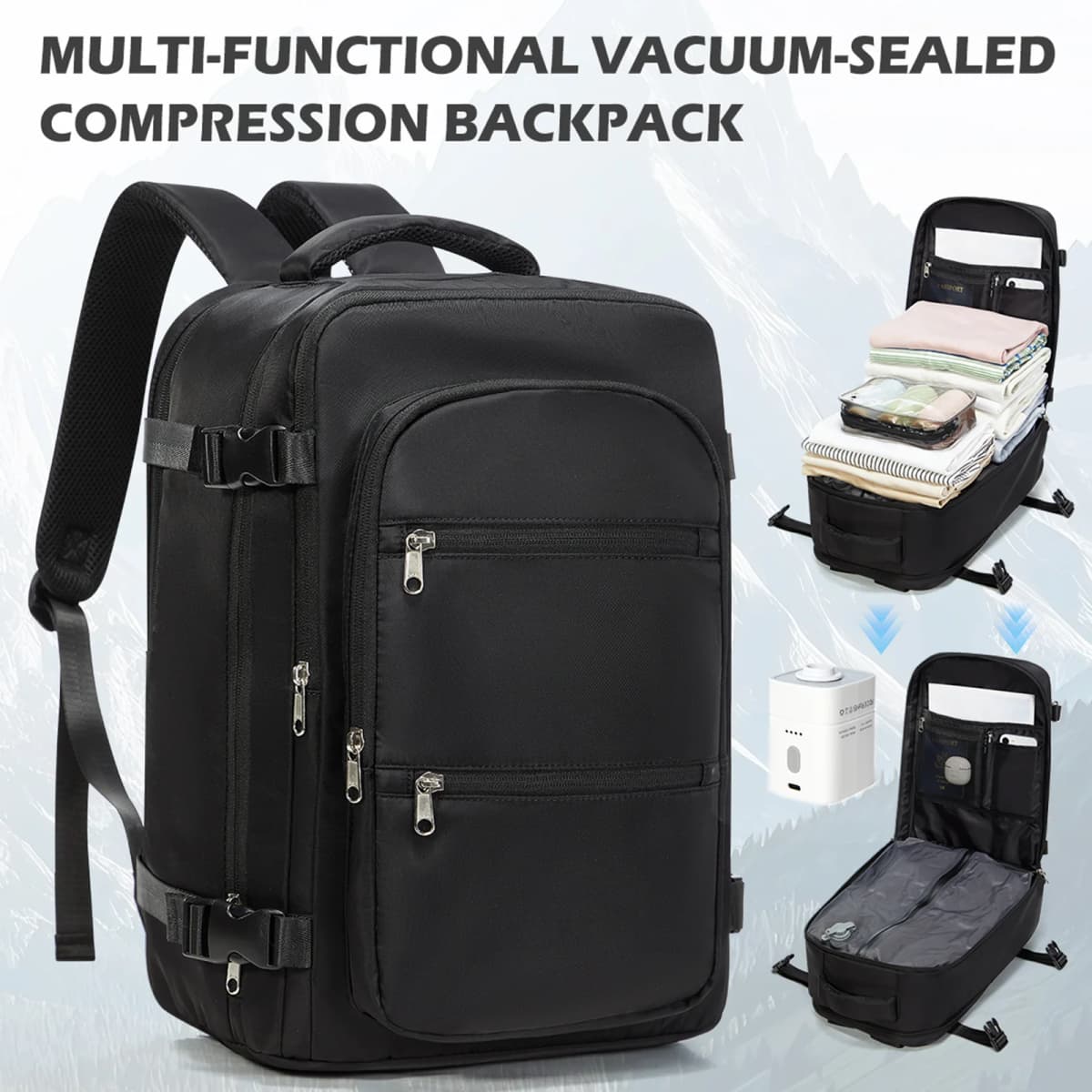 Vacuum Bag for Clothing,Backpack Hand Luggage Aircraft,Travel Essentials Vacuum Backpack Hand Luggage 40x30x20, Men Backpack