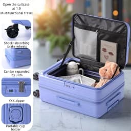 Multifunctional Front Opening Expandable Suitcase with Cup Holder Large Capacity Luggage 360° Shock Absorbing Wheels 20' 24' 28'