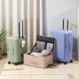 Multifunctional Front Opening Expandable Suitcase with Cup Holder Large Capacity Luggage 360° Shock Absorbing Wheels 20' 24' 28'