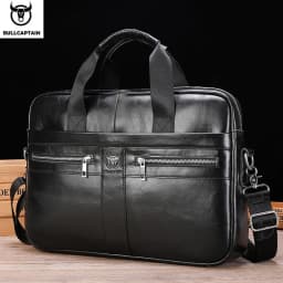 BULLCAPTAIN Men Briefcase Bag High Quality Business Leather Shoulder Messenger Bags Office Handbag 14 inch Laptop Bag
