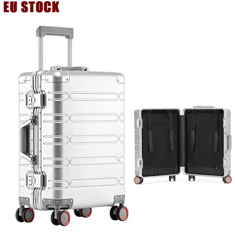 EU STOCK All Aluminum Travel Suitcase high-quality Business Rolling Luggage on Wheels Trolley 20inch Carry-Ons Cabin Suitcase