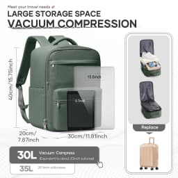 Ryanair 40x30x20 Travel Backpack Vacuum Compression Backpack with Pump, Wizzair Cabin Bag 15.6" Laptop Travel Bag,Storage Bag