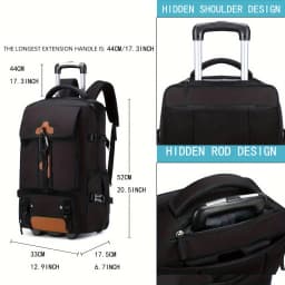 Rolling Backpack Large Capacity Travel Backpack with Wheels Carry On Luggage Backpack for Men Outdoor Trolley Travel Backpack