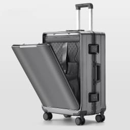 KLQDZMS Front Opening Compartment Multifunctional Aluminum Frame Luggage 20/24/26 Inch Large Capacity Password Travel Suitcase