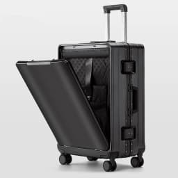 KLQDZMS Front Opening Compartment Multifunctional Aluminum Frame Luggage 20/24/26 Inch Large Capacity Password Travel Suitcase