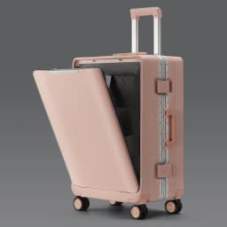 KLQDZMS Front Opening Compartment Multifunctional Aluminum Frame Luggage 20/24/26 Inch Large Capacity Password Travel Suitcase