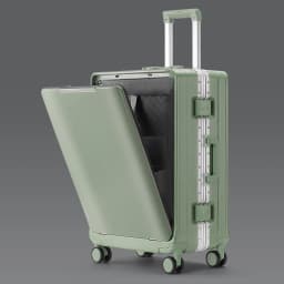 KLQDZMS Front Opening Compartment Multifunctional Aluminum Frame Luggage 20/24/26 Inch Large Capacity Password Travel Suitcase