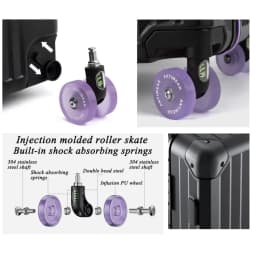 Aluminum Frame Wide Handlebar Rolling Luggage with Colorful Silent Spinner Wheels and TSA Lock Large Capacity Trolley Suitcase