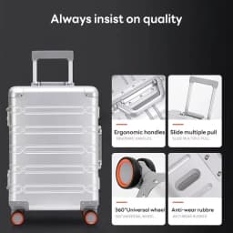 100% Aluminum-magnesium Suitcase Large Capacity Rolling Luggage with Spinner wheel Travel Trolley case 20inch Carry-On Suitcase