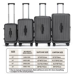 Smart Side-Open Suitcase Expandable Retractable Cup Holder Hook Durable ABS+PC Luggage 20/24/26/28' TSA Lock Travel Trolley