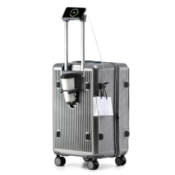Smart Side-Open Suitcase Expandable Retractable Cup Holder Hook Durable ABS+PC Luggage 20/24/26/28' TSA Lock Travel Trolley