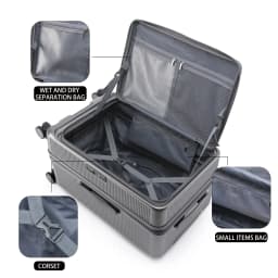 Smart Side-Open Suitcase Expandable Retractable Cup Holder Hook Durable ABS+PC Luggage 20/24/26/28' TSA Lock Travel Trolley