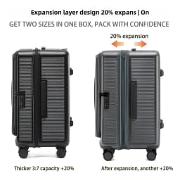 Smart Side-Open Suitcase Expandable Retractable Cup Holder Hook Durable ABS+PC Luggage 20/24/26/28' TSA Lock Travel Trolley