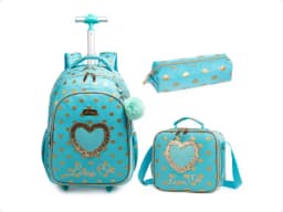 Boys Rolling Backpack for Kids 8-12 Trolley School Bag with Wheels Travel Backpack for Kids with Lunch Bag Back to School Supply