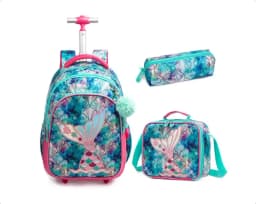 Boys Rolling Backpack for Kids 8-12 Trolley School Bag with Wheels Travel Backpack for Kids with Lunch Bag Back to School Supply