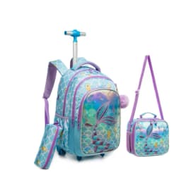Boys Rolling Backpack for Kids 8-12 Trolley School Bag with Wheels Travel Backpack for Kids with Lunch Bag Back to School Supply