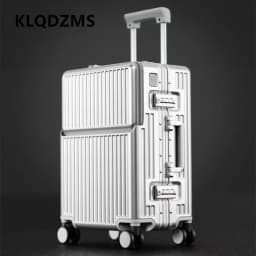 KLQDZMS Multifunctional Suitcase Front Opening Boarding Case Laptop Trolley Case 20"24"26 Inch Charging Cabin Luggage