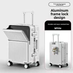 KLQDZMS Multifunctional Suitcase Front Opening Boarding Case Laptop Trolley Case 20"24"26 Inch Charging Cabin Luggage