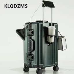 KLQDZMS Multifunctional Suitcase Front Opening Boarding Case Laptop Trolley Case 20"24"26 Inch Charging Cabin Luggage