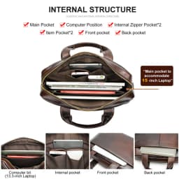 Men's genuine leather handbag, top-layer cowhide briefcase, genuine leather laptop bag, business bag