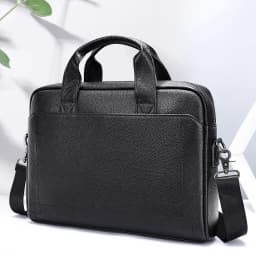 Men's genuine leather handbag, top-layer cowhide briefcase, genuine leather laptop bag, business bag
