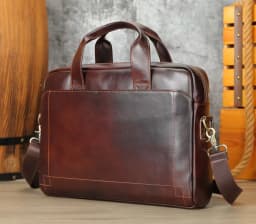 Men's genuine leather handbag, top-layer cowhide briefcase, genuine leather laptop bag, business bag