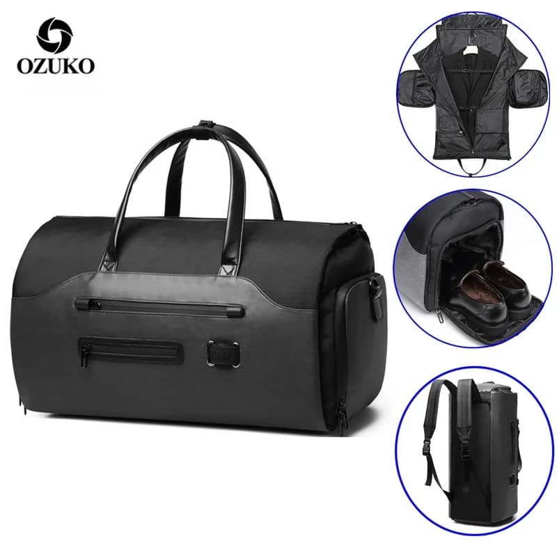 OZUKO Garment Bag Multifunction Men Suit Storage Large Capacity Luggage Handbag Male Waterproof Travel Duffel Bag Shoes Pocket