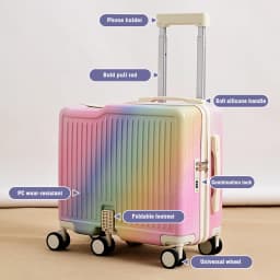 18' Hand Carry Luggage Portable Boarding Bagage 6 Wheels ZIPPER Lock Luggage Can Sit Down Kids Luggage
