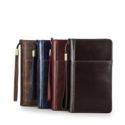 CONTACT'S Genuine Leather Men Passport Cover with Pen Slot Family Passport Travel Wallets ID Card Bag Organizer Document Pouch