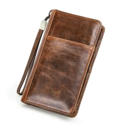 CONTACT'S Genuine Leather Men Passport Cover with Pen Slot Family Passport Travel Wallets ID Card Bag Organizer Document Pouch