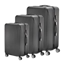 Rosahqnda 3 Piece Hard Shell Luggage Set, 20/24/28 Inch ABS Spinner Suitcases, 3-Level Adjustable Telescopic Handle, Silent 360° Double Row Wheels, TSA Lock Travel Carry On Checked Luggage For Business Family Trip, Black Grey ABS Hard Shell